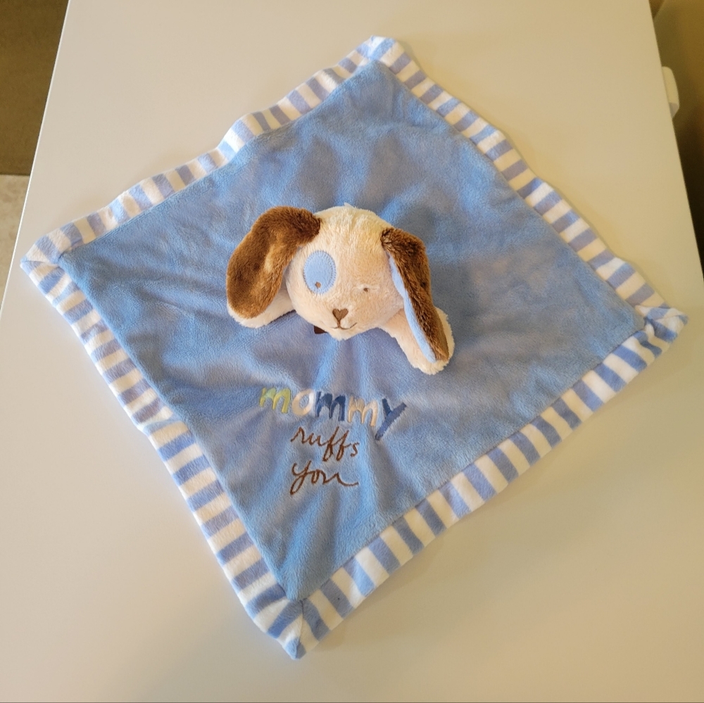 SANDRA MAGSAMEN Lovey Security Blanket Puppy Dog Mommy Ruffs You Blue rattle